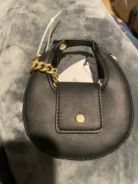 Scoop Round Mini Crescent Crossbody in Black and Pastel Yellow NWT